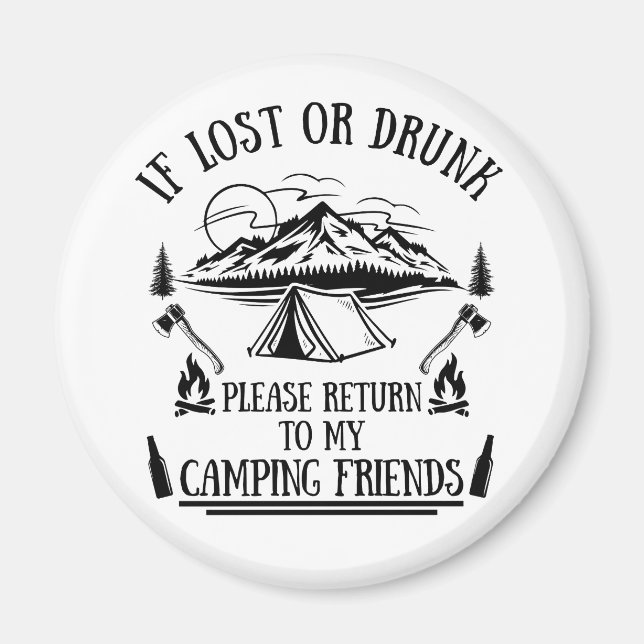 Funny Camper Slogan Camping trinken Redewendungen Magnet (Vorne)