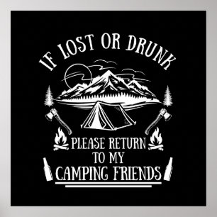 Funny Camper Slogan Camping trinken Redewendungen Poster