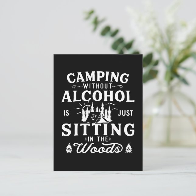 Funny Camper Slogan Camping trinken Redewendungen Postkarte (Stehend Vorderseite)