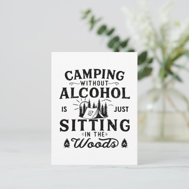 Funny Camper Slogan Camping trinken Redewendungen Postkarte (Stehend Vorderseite)