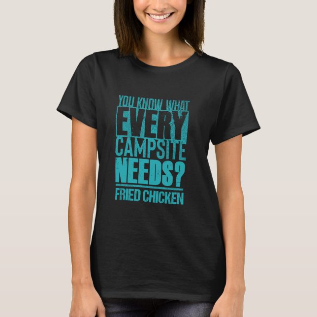 Funny Campfire Feinschmecker Camping und Fried Chi T-Shirt (Vorderseite)