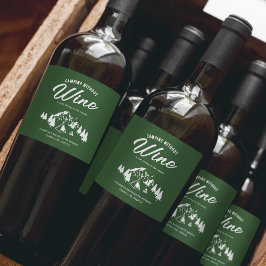 Funny Camping Bachelorette Weinetikett