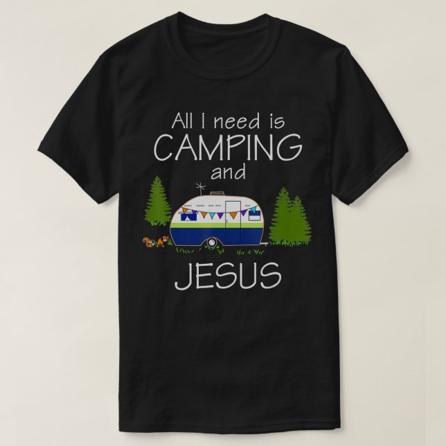 Funny Camping Camping und Jesus Weihnachten T-Shirt (Design vorne)