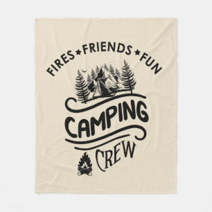 Funny Camping Crew Slogan Campingfreunde Fleecedecke