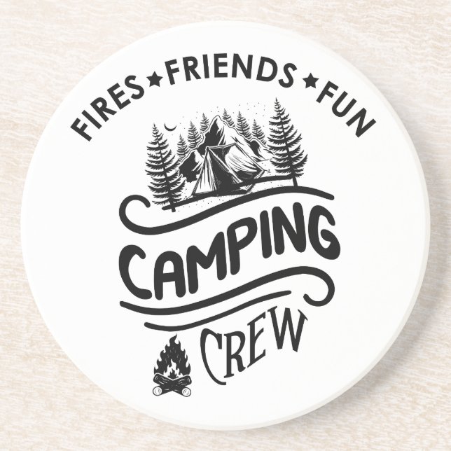 Funny Camping Crew Slogan Campingfreunde Getränkeuntersetzer (Vorne)