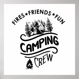Funny Camping Crew Slogan Campingfreunde Poster