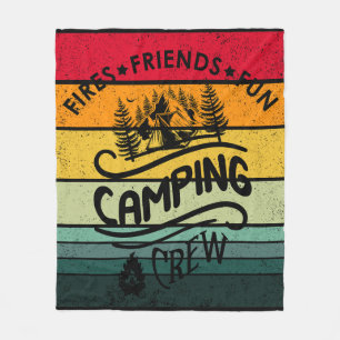 Funny Camping Crew Slogan Unterhaltung Camper Freu Fleecedecke