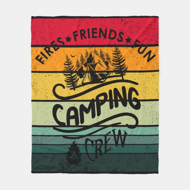Funny Camping Crew Slogan Unterhaltung Camper Freu Fleecedecke (Vorderseite)