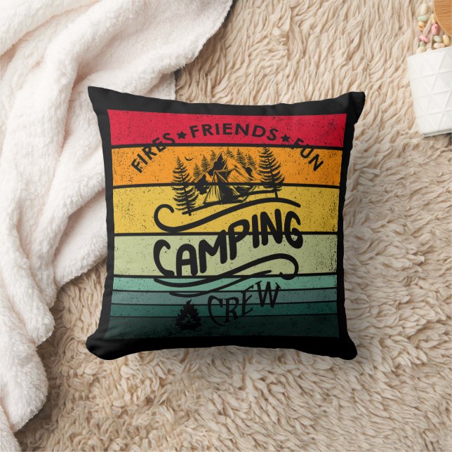 Funny Camping Crew Slogan Unterhaltung Camper Freu Kissen (Decke)