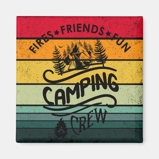 Funny Camping Crew Slogan Unterhaltung Camper Freu Magnet (Vorne)
