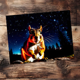 Funny Camping Eichhörnchen Süße Tier Abends Nacht Postkarte