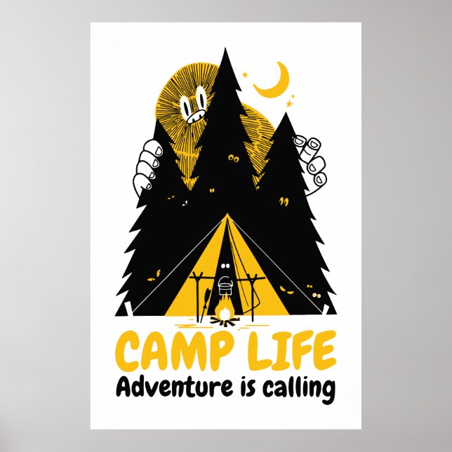 Funny Camping Monster - Camp Life Adventure Poster (Vorne)