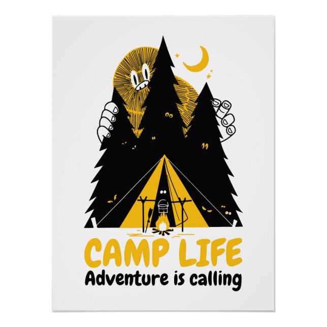 Funny Camping Monster - Camp Life Adventure Poster (Vorderseite)