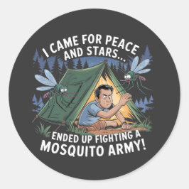 Funny Camping Mosquito Army T - Shirt Runder Aufkleber