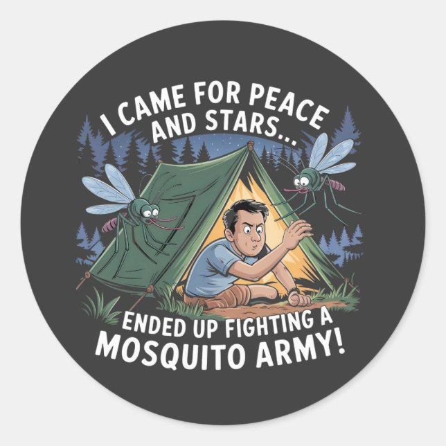 Funny Camping Mosquito Army T - Shirt Runder Aufkleber (Vorderseite)