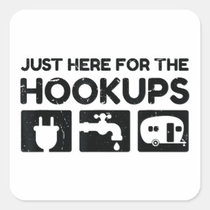 Funny Camping RV Caravan Motorhome gerade hier für Quadratischer Aufkleber