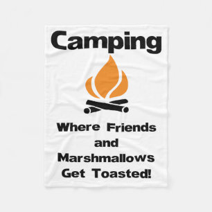 Funny Camping Sprichwort mit Marshmallows und Freu Fleecedecke