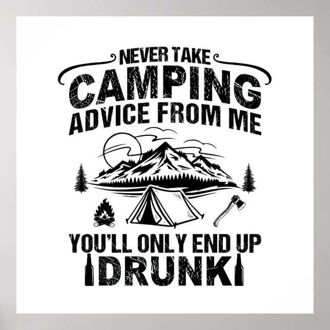Funny Camping trinkt Redewendungen Poster (Vorne)