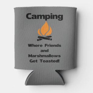 Funny Camping Zitat mit Marshmallows und Freunden Dosenkühler