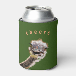Funny Can Cooler mit Happy Ostrich - Custom Text Dosenkühler