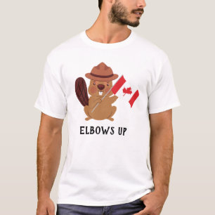 Funny Canadian Beaver "Elbows Up" Patriotic T-Shirt