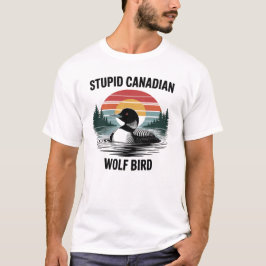 Funny Canadian Loon Art with Vintage Sunset Style T-Shirt