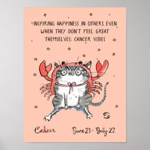 Funny Cancer poster Zodiac Cat Star Schild Plakat