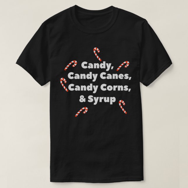 Funny Candy Canes Corns und Sirup Christmas Graphi T-Shirt (Design vorne)
