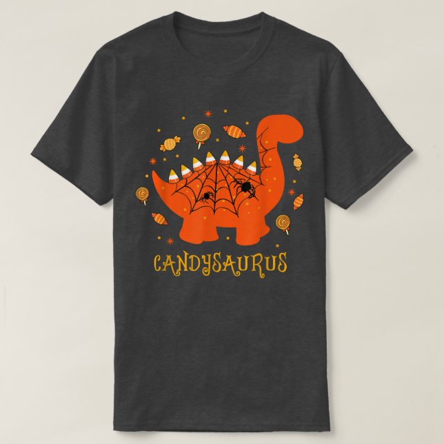 Funny Candy Corn Candysaurus Dinosaur Halloween Me T-Shirt (Design vorne)