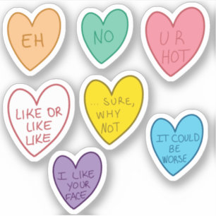 Funny Candy Hearts Stickers Aufkleber