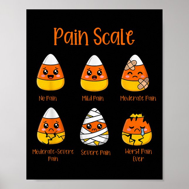 Funny Candy Mais Pain Skala Halloween für Medizin Poster (Vorne)