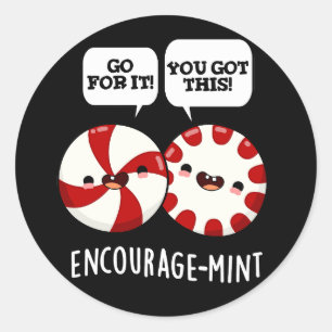 Funny Candy Pun Dark BG Runder Aufkleber