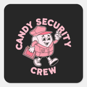 Funny Candy Security Crew Halloween-Kostüm Quadratischer Aufkleber