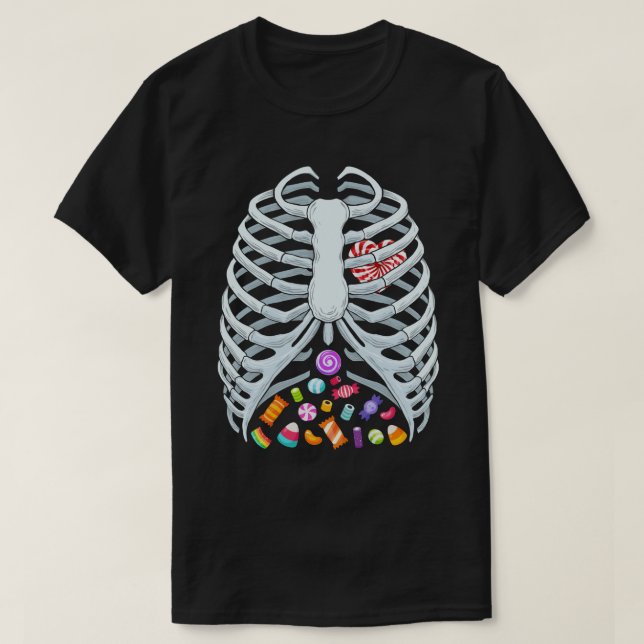  Funny Candy Skeleton Rib Cage Halloween Costume T-Shirt (Design vorne)