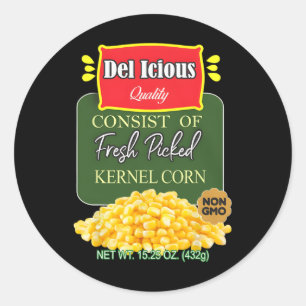 Funny Canned Kernel Mais Halloween Matching Group Runder Aufkleber