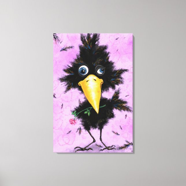 Funny Canvas Print mit In Liebe Crow Leinwanddruck (Vorderseite)