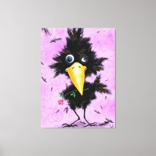 Funny Canvas Print mit In Liebe Crow Leinwanddruck (Vorderseite)