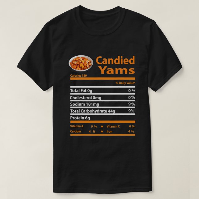 Funny Canyed Yam Nutrition Fact Gift Erntedank T-Shirt (Design vorne)