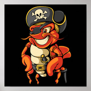 Funny Captain Lobster Pirate Piratenflagge Crustac Poster