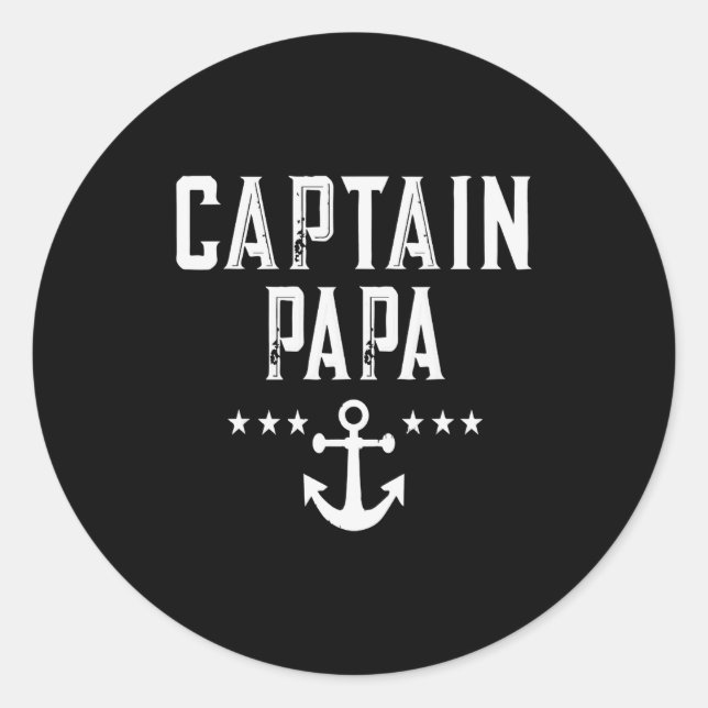 Funny Captain Papa Anchor Design  Runder Aufkleber (Vorderseite)