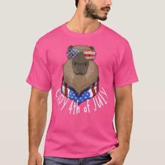 Funny Capy 4th July American Flag Capybara 4th T-Shirt