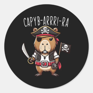 Funny Capyb-arr-ra Pirate Capybyra Halloween Boys Runder Aufkleber