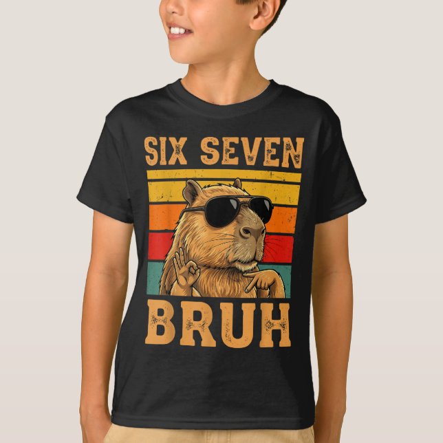 Funny Capybara 67 Meme Six Seven Bruh Boys Teens K T-Shirt (Vorderseite)