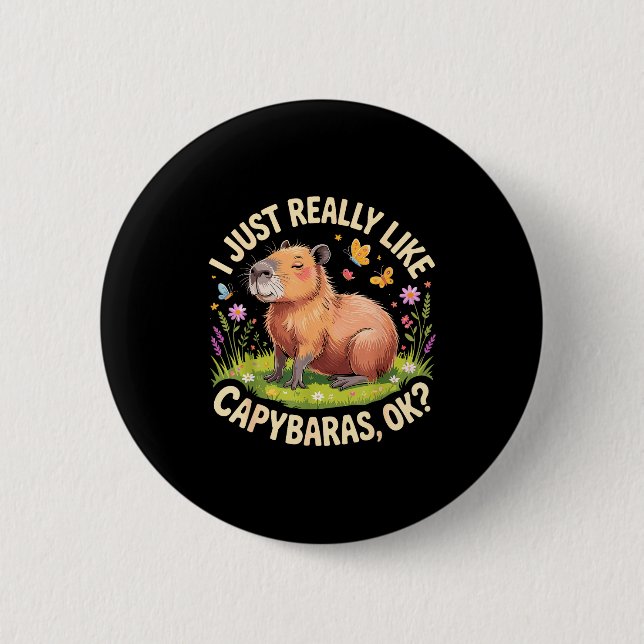 Funny Capybara Art For Men Women Kids Capy Rodent  Button (Vorderseite)