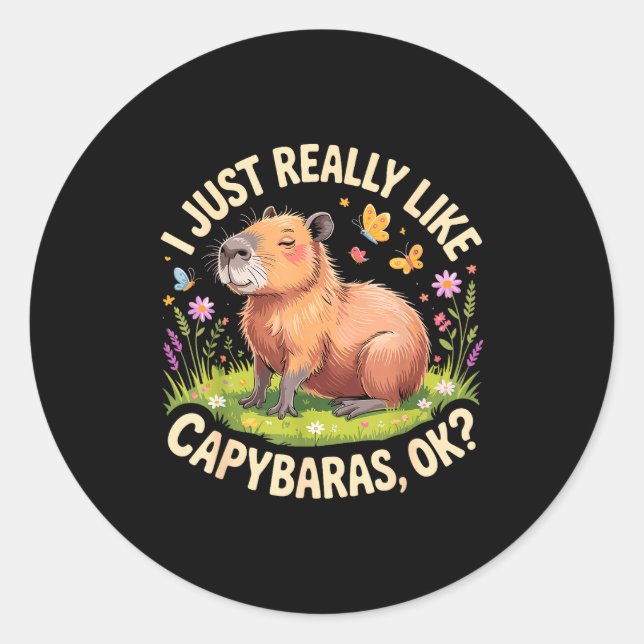 Funny Capybara Art For Men Women Kids Capy Rodent  Runder Aufkleber (Vorderseite)