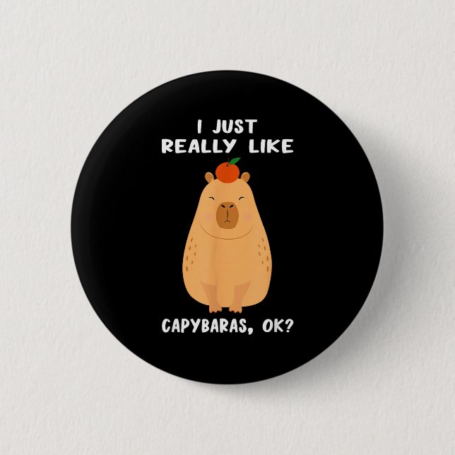 Funny Capybara Art For Men Women Kids Rodent Capyb Button (Vorderseite)