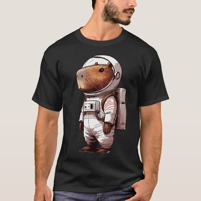 Funny Capybara Astronaut Space T-Shirt (Vorderseite)