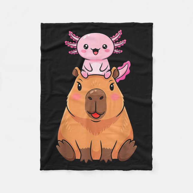 Funny Capybara Axolotl Kawaii Kids Boys Girls Anim Fleecedecke (Vorderseite)