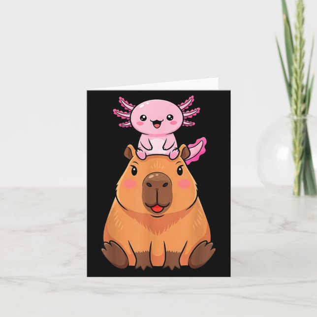 Funny Capybara Axolotl Kawaii Kids Boys Girls Anim Karte (Vorderseite)
