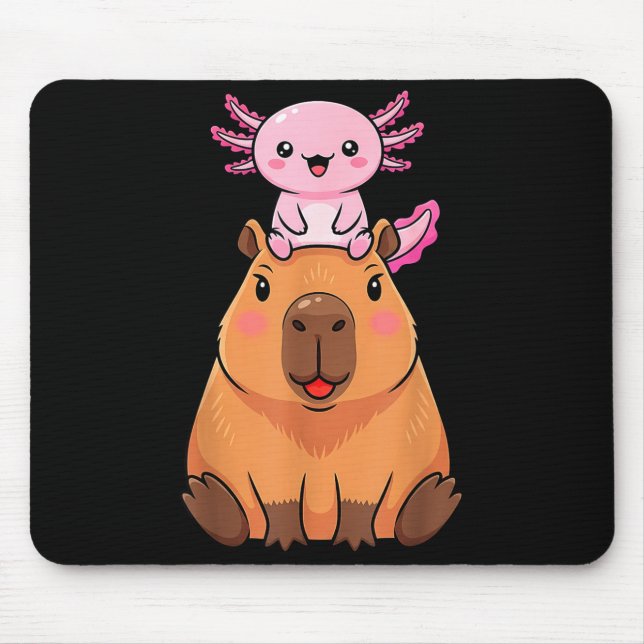 Funny Capybara Axolotl Kawaii Kids Boys Girls Anim Mousepad (Vorne)